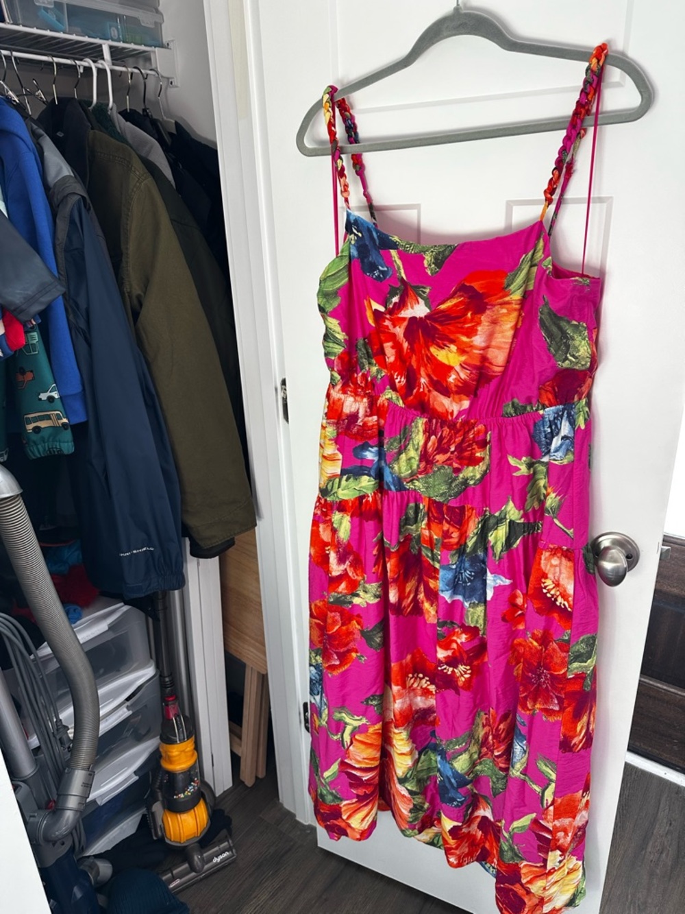 Skies Are Blue Hot Pink Dress with Orange Trim